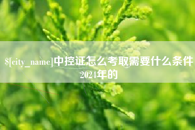 孝昌中控证怎么考取需要什么条件2024年的